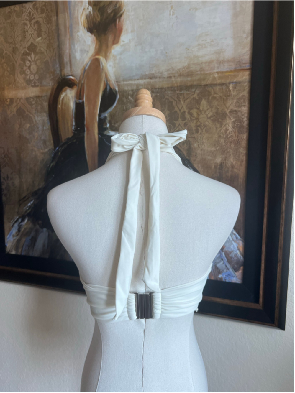 Beach Riot Pearl Embellished Halter Crop Top White Size M Chic Boho - Picture 4 of 6